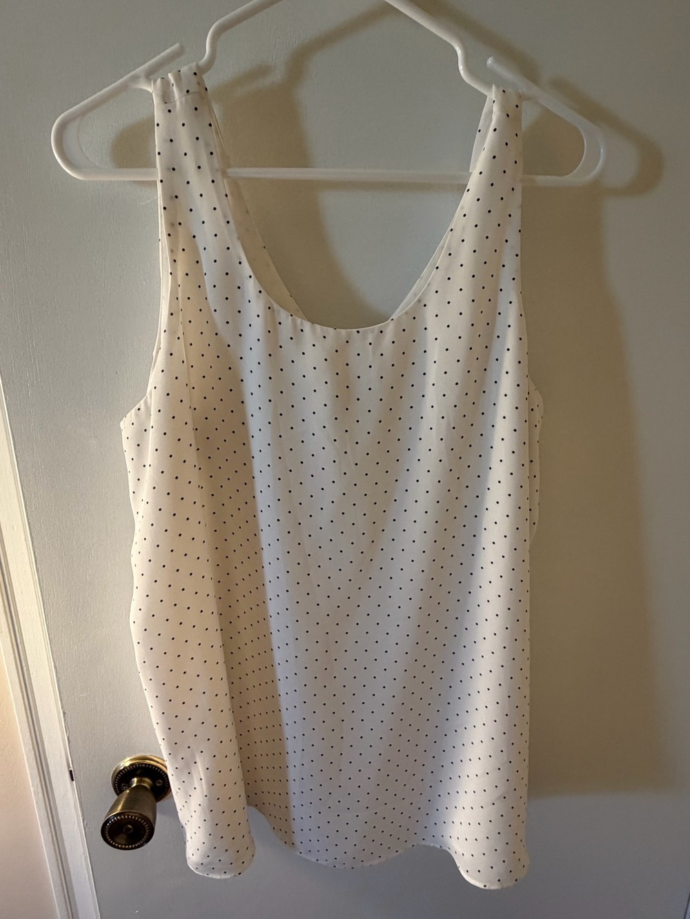 Denver Hayes NWOT white polka dot tank size XL